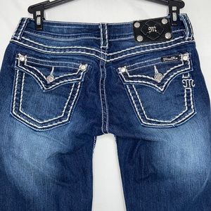Miss me signature boot cut jean dark wash denim rhinestone jeans size 28